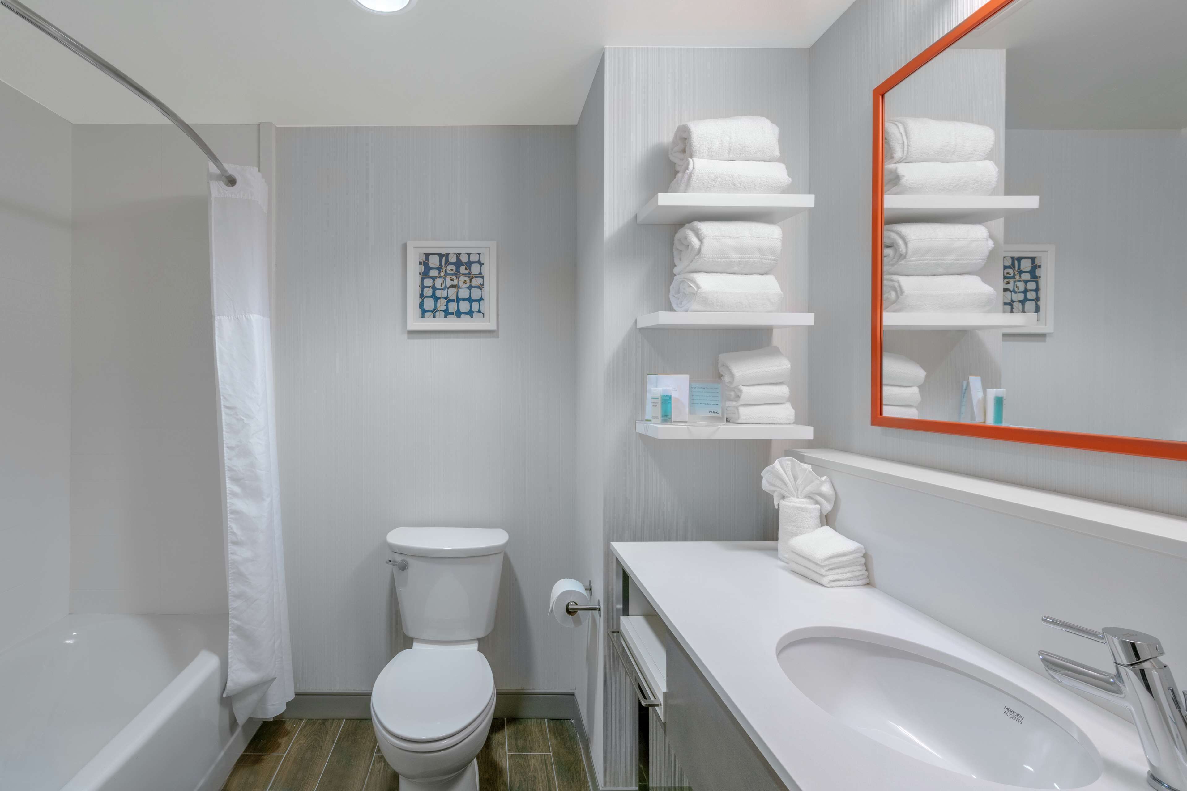 room, 2 queen beds, refrigerator & microwave | bathroom | free toiletries, hair dryer, towels