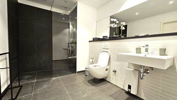 Deluxe Apartment | Bathroom | Free toiletries, hair dryer, towels
