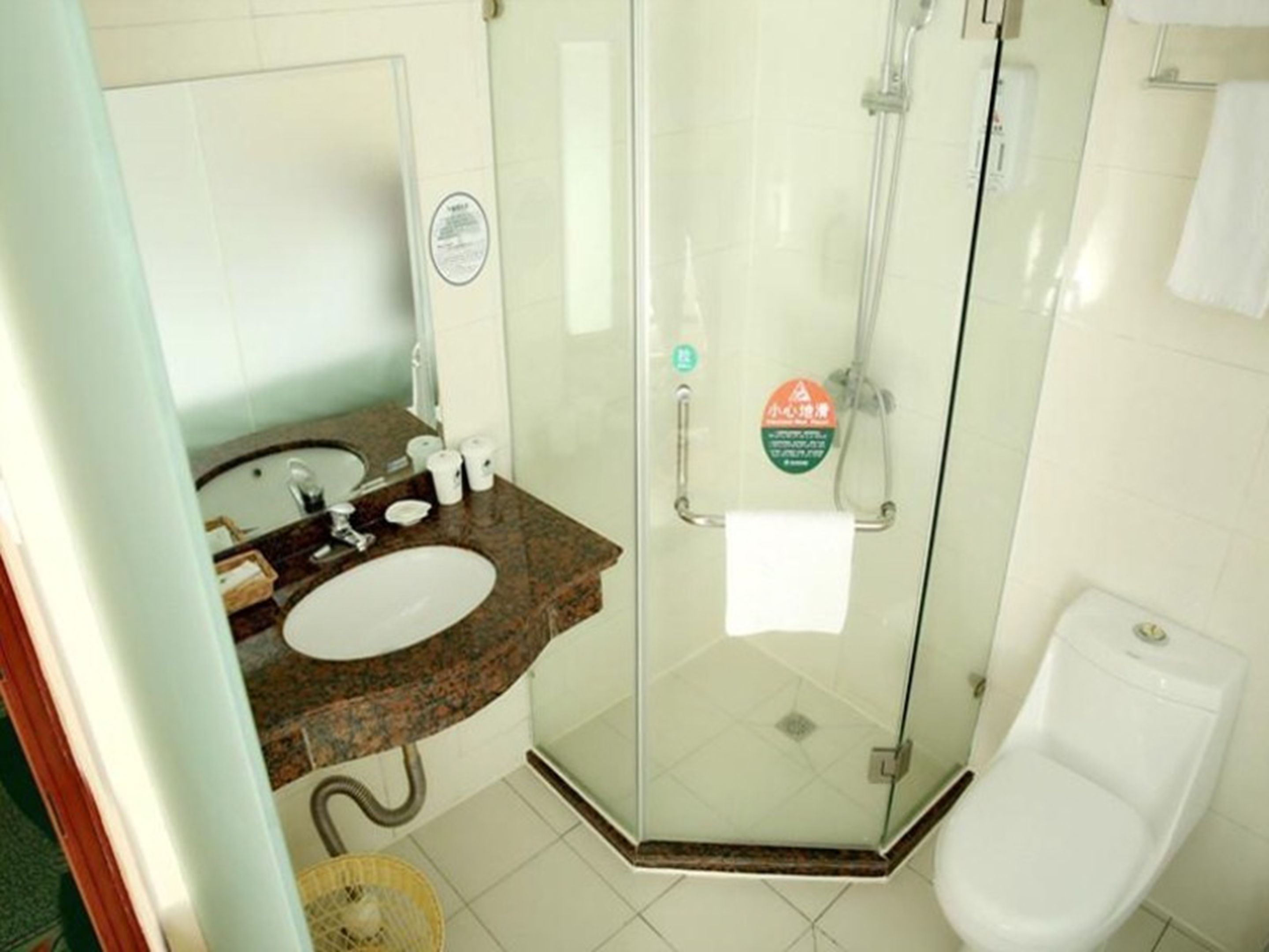 Shower, free toiletries, hair dryer, slippers