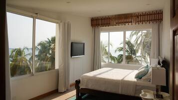 Appartement Panoramique, 2 chambres, vue océan, en front de mer | 2 chambres, literie de qualité supérieure, décoration personnalisée