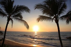 On the beach, free beach cabanas, beach towels