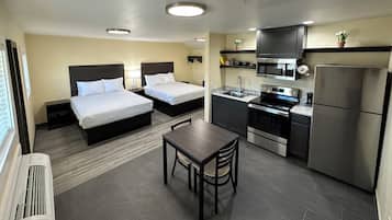 Superior Double Room, 2 Queen Beds, Kitchenette | Desk, laptop workspace, free WiFi