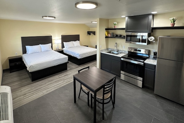Superior Double Room, 2 Queen Beds, Kitchenette | Desk, laptop workspace, free WiFi