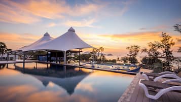 Outdoor pool, sun loungers