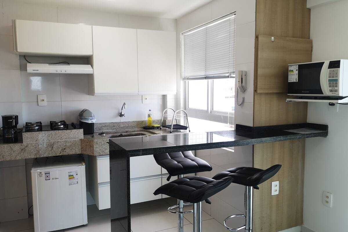 panoramic apartment, 1 bedroom, kitchen, beach view | private kitchen