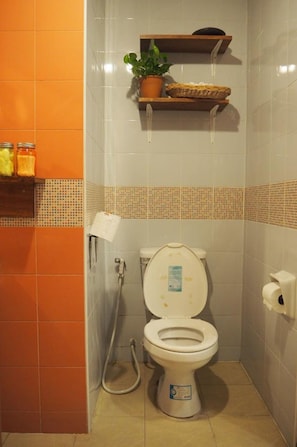 Douche, articles de toilette gratuits, sèche-cheveux, bidet