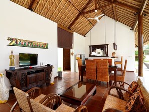 Family Villa, 3 Bedrooms | Living area | LCD TV - Villa Candi Kecil Tiga by Villa Finder (Ubud)