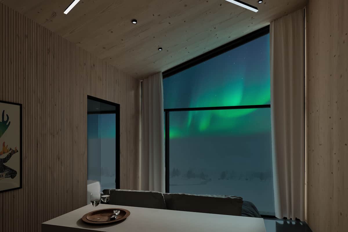 Aurora Suite with Sauna | Coin séjour | Télévision à écran plat de 50 pouces avec chaßnes numériques, télévision