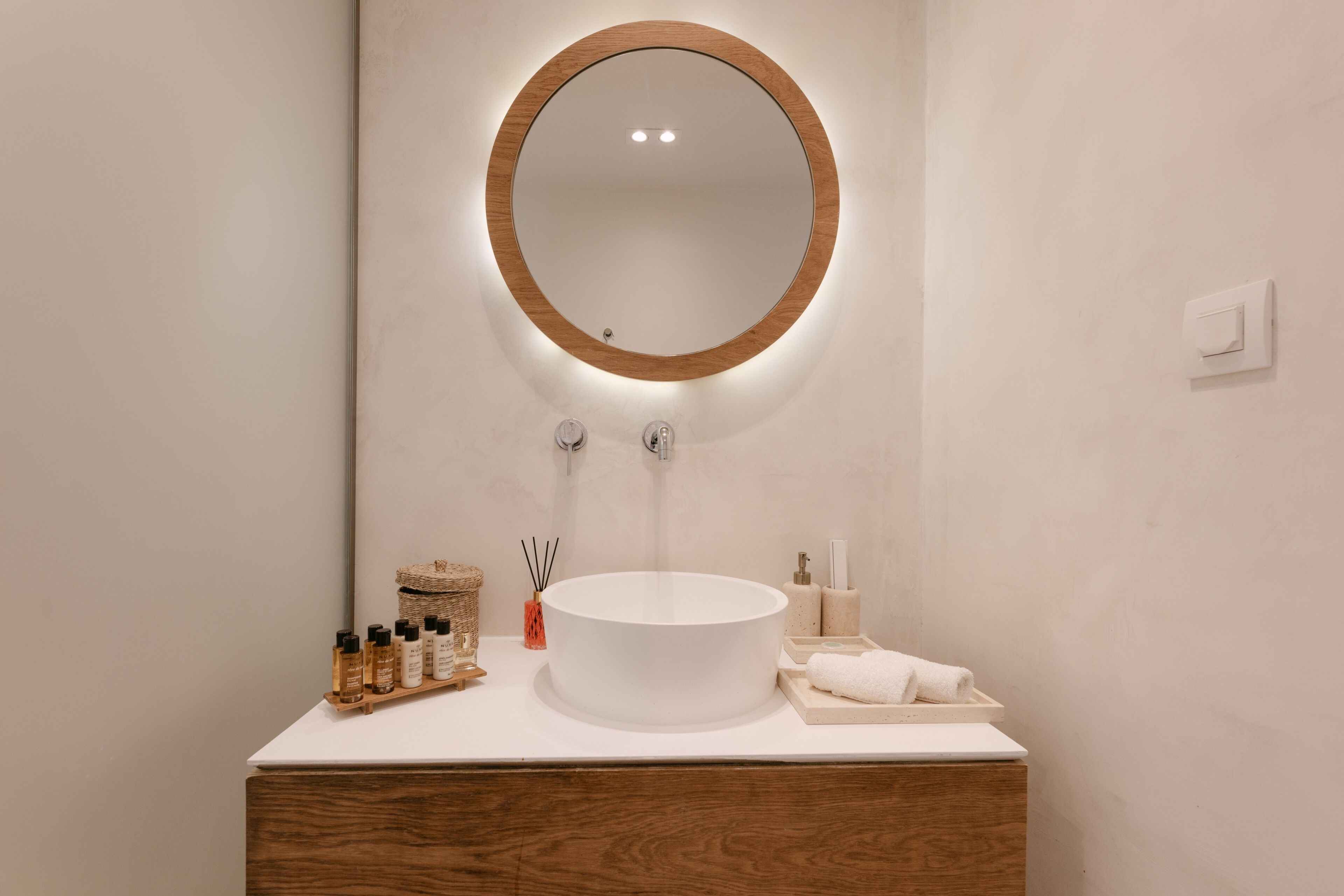 partial sea view room with private garden and outdoor hot tub | bathroom | shower, designer toiletries, hair dryer, slippers