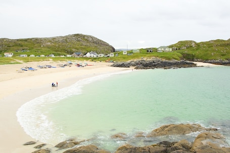 White sand. Achmelvich Beach Youth Hostel