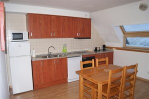 Full-sized fridge, microwave, oven, stovetop