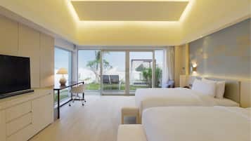 Casa luxo, 2 quartos, vista parcial para o mar | Frigobar, cofres nos quartos, escrivaninha, cortinas blackout