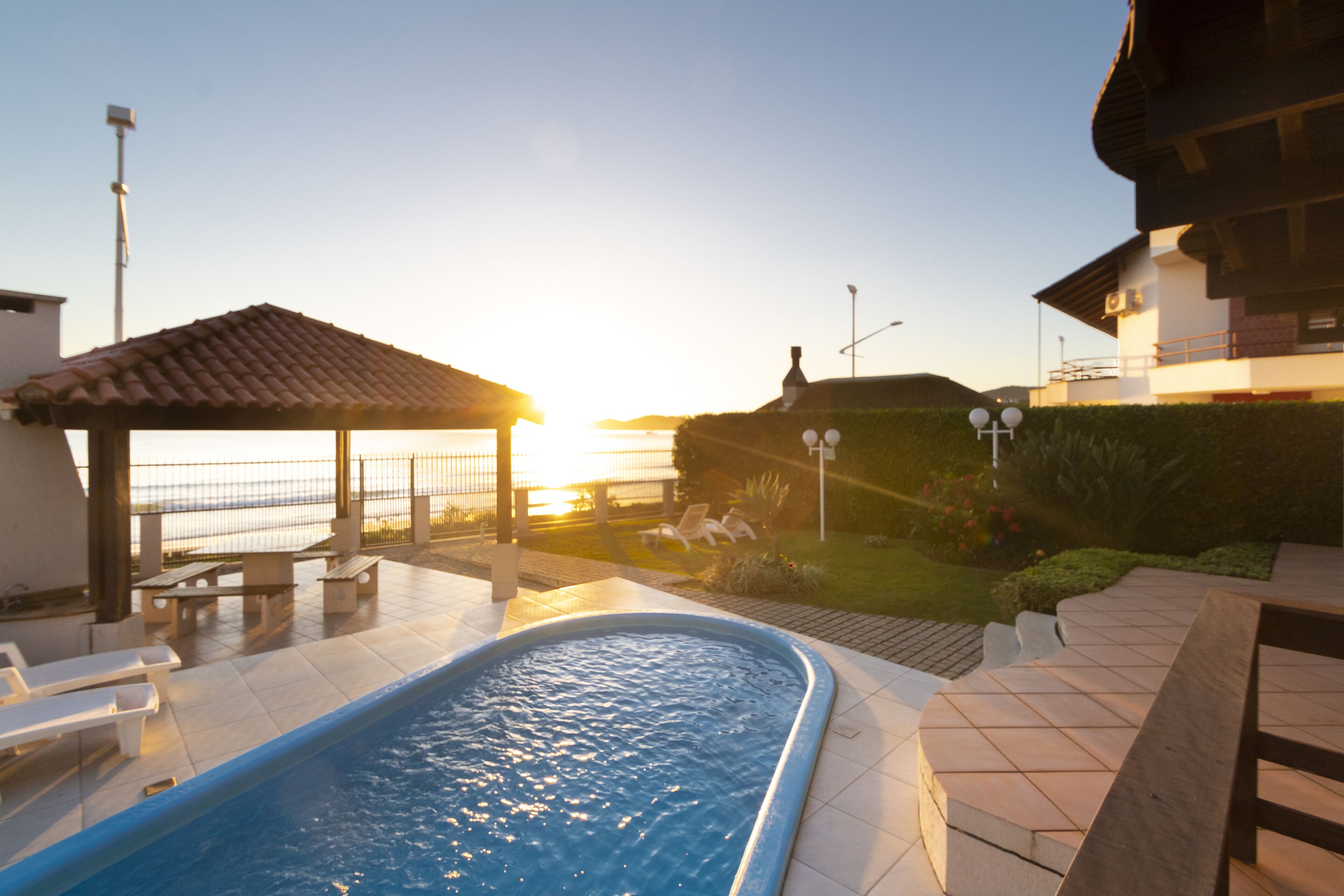 Outdoor pool, pool loungers