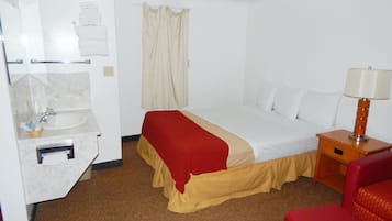 Desk, free WiFi, bed sheets
