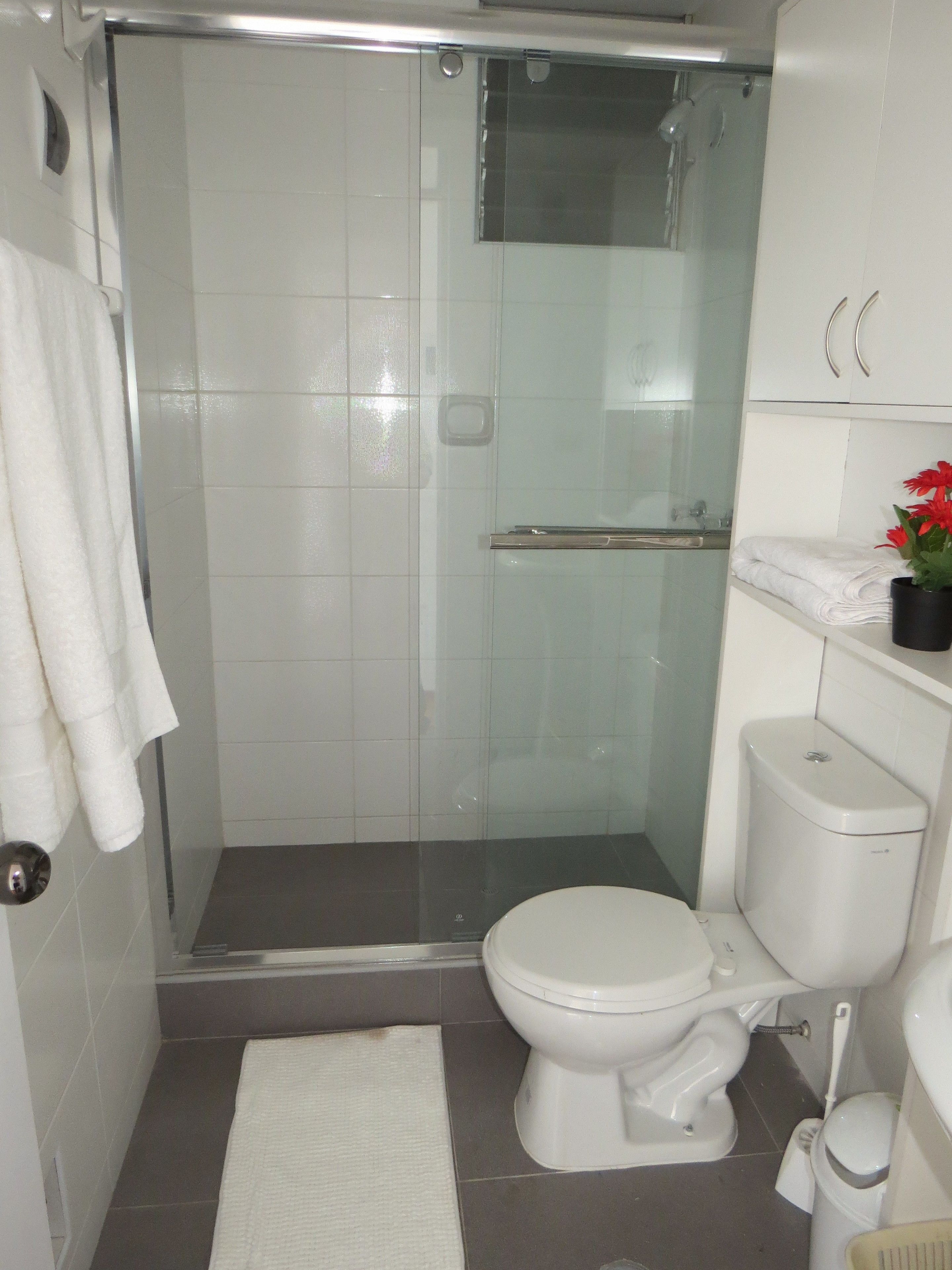 Appartement, 2 slaapkamers, 2 badkamers (QW2) | Badkamer | Een douche, een haardroger, handdoeken, toiletpapier