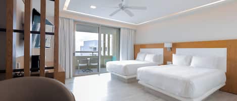 Junior Suite, 2 Double Beds | Premium bedding, in-room safe, individually decorated