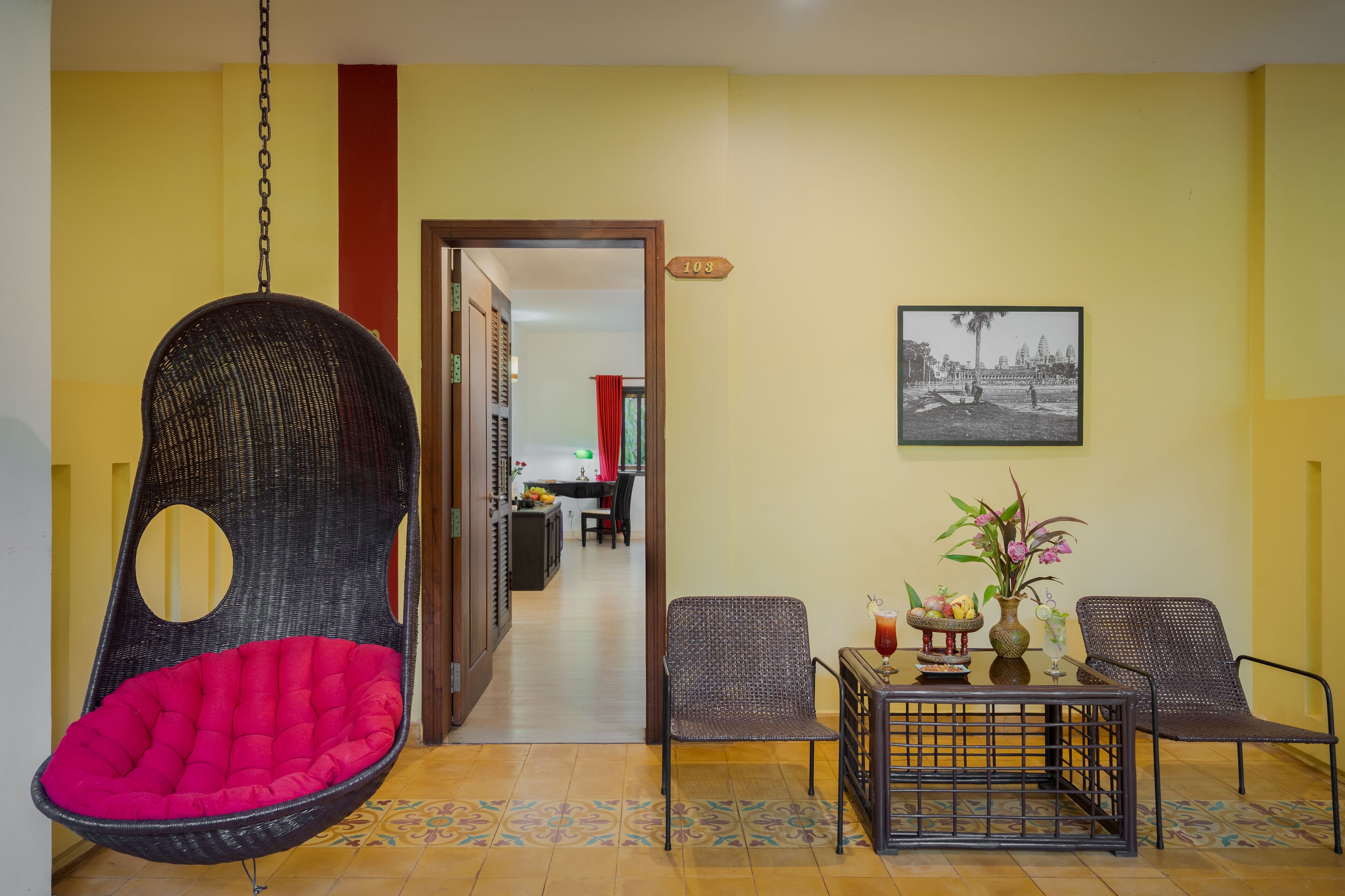 cabana pool access | living area | flat-screen tv