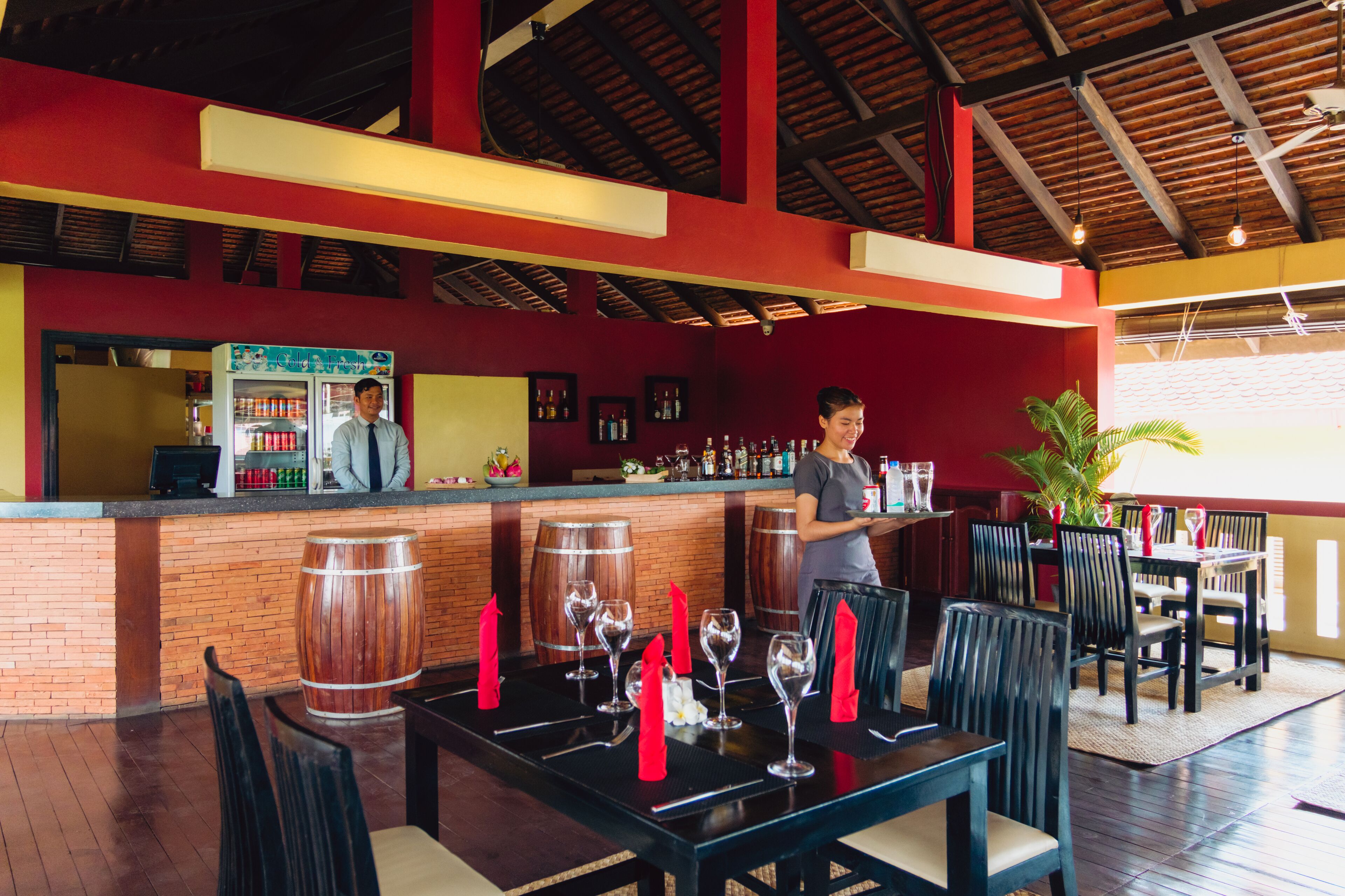 breakfast, lunch served; local and international cuisine, pool views