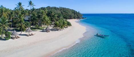 Private beach, white sand, scuba diving, snorkeling