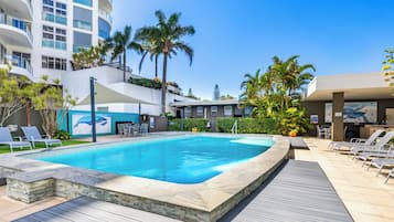 Outdoor pool, pool loungers