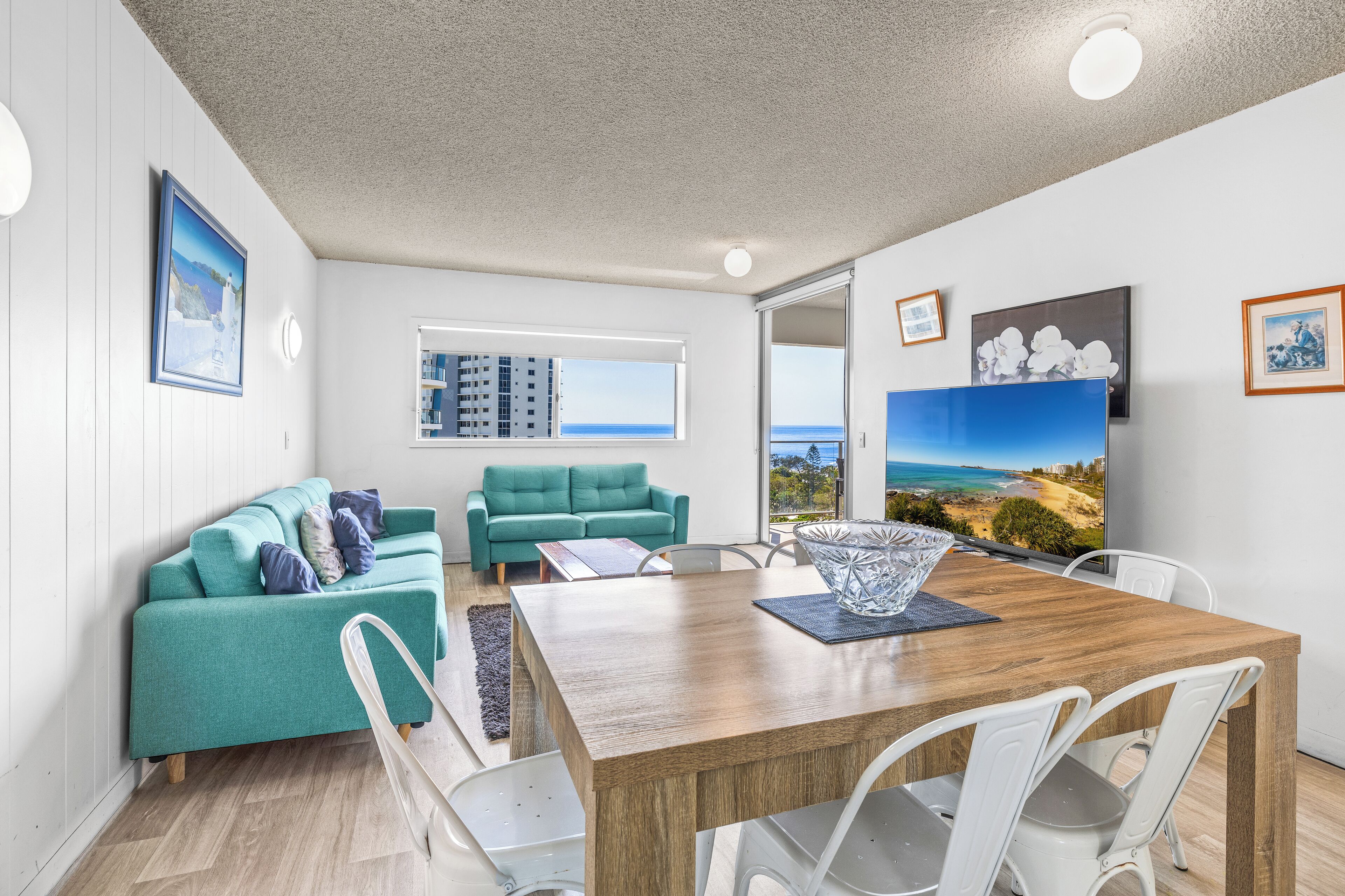 Economy Apartment, 2 Bedrooms, Ocean View | Living area | 55-inch flat-screen TV with digital channels, TV