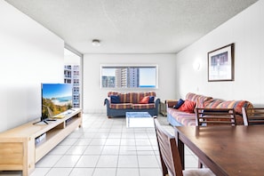 Economy Apartment, 2 Bedrooms, Partial Ocean View | Living area