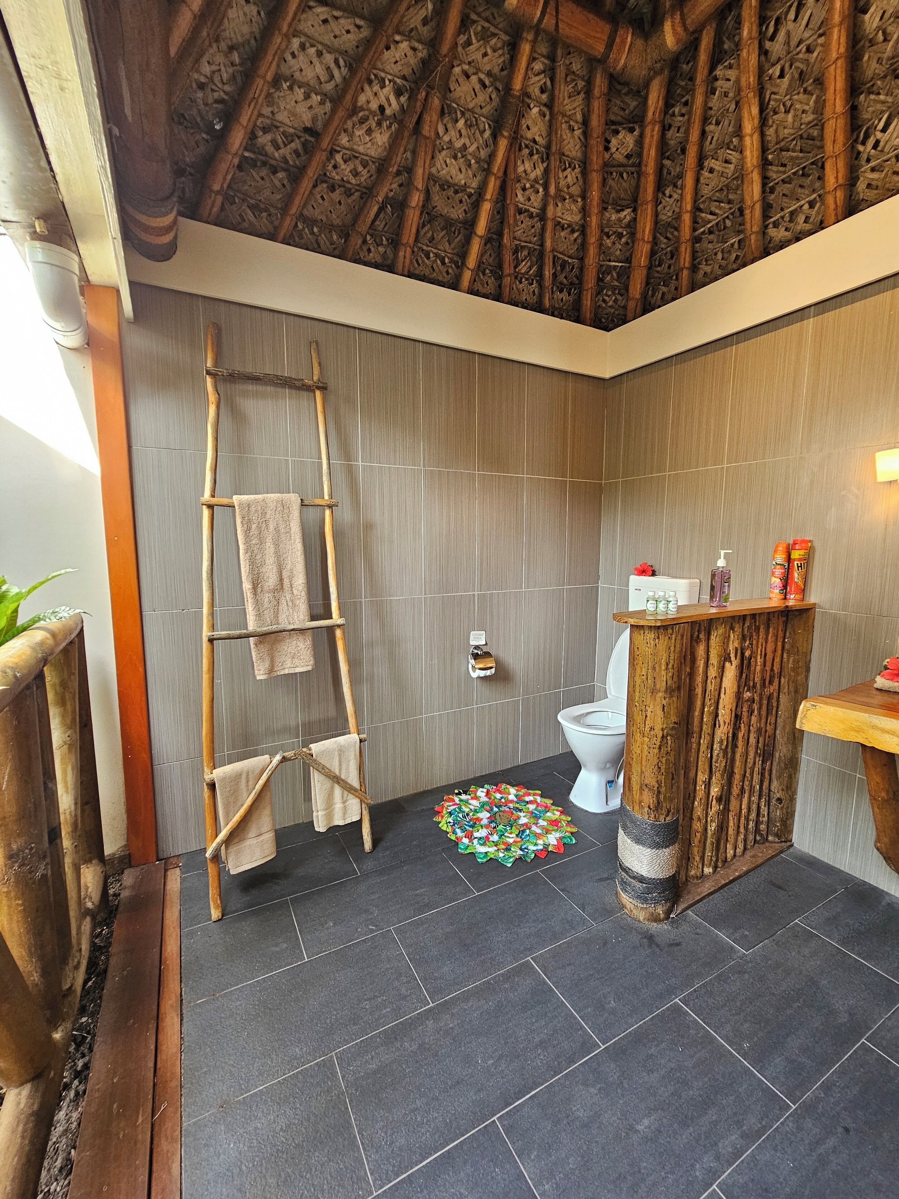deluxe beachfront villa | bathroom | towels, soap, shampoo, toilet paper