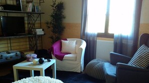 TV, DVD player, books