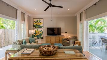 智能电视、DVD 播放器、书、立体声音响