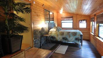 Deck bedroom with queen bed