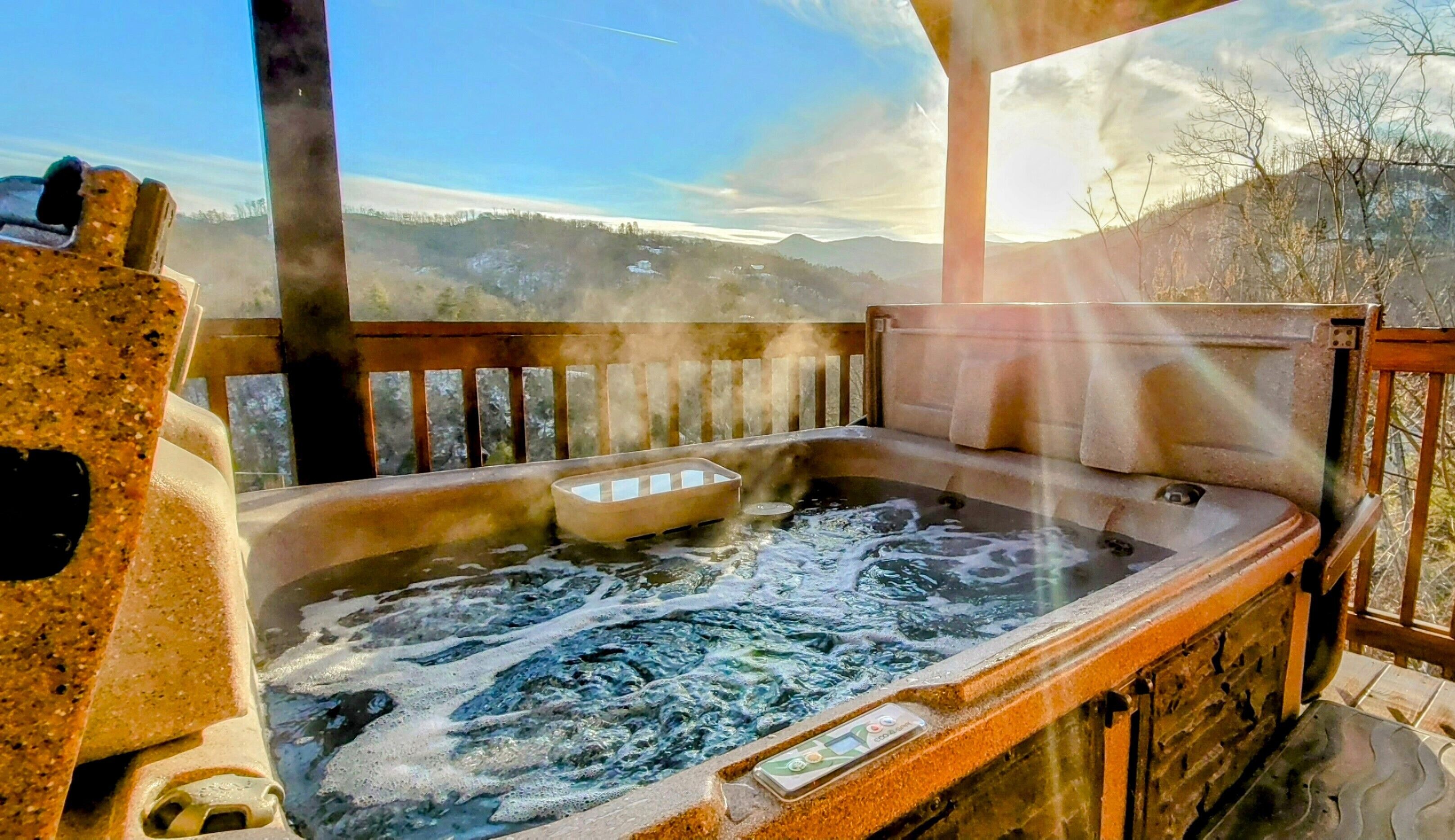 Couple's Dream Cabin ~ Mountain Views, LED Hot Tub, WiFi, Grill & Pavilion