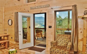Smart TV, fireplace, books, music library