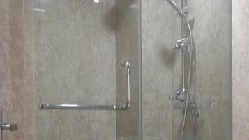 Shower, free toiletries, hair dryer, slippers