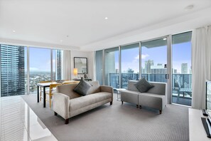 Executive Apartment, Multiple Beds, 2 Bathrooms, Ocean View | Living area | 48-inch flat-screen TV with digital channels, TV