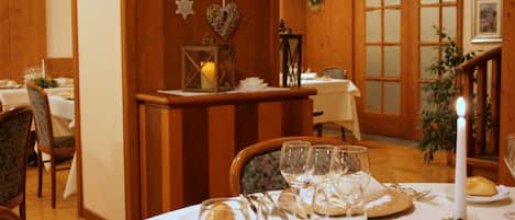 Dinner served, local and international cuisine