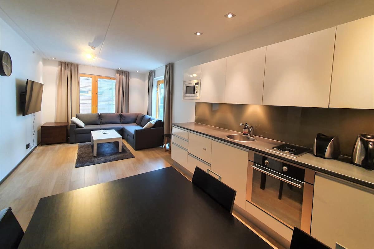 1-bedroom apartment B16 with Sauna | 거실 공간 | 디지털 채널 시청이 가능한 32인치 평면 TV, 바닥 난방/온돌