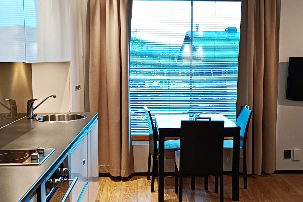 Studio C28 - Mountain view, Sauna (2 Adults + 2 Children) | 1 slaapkamer, een bureau, een laptopwerkplek