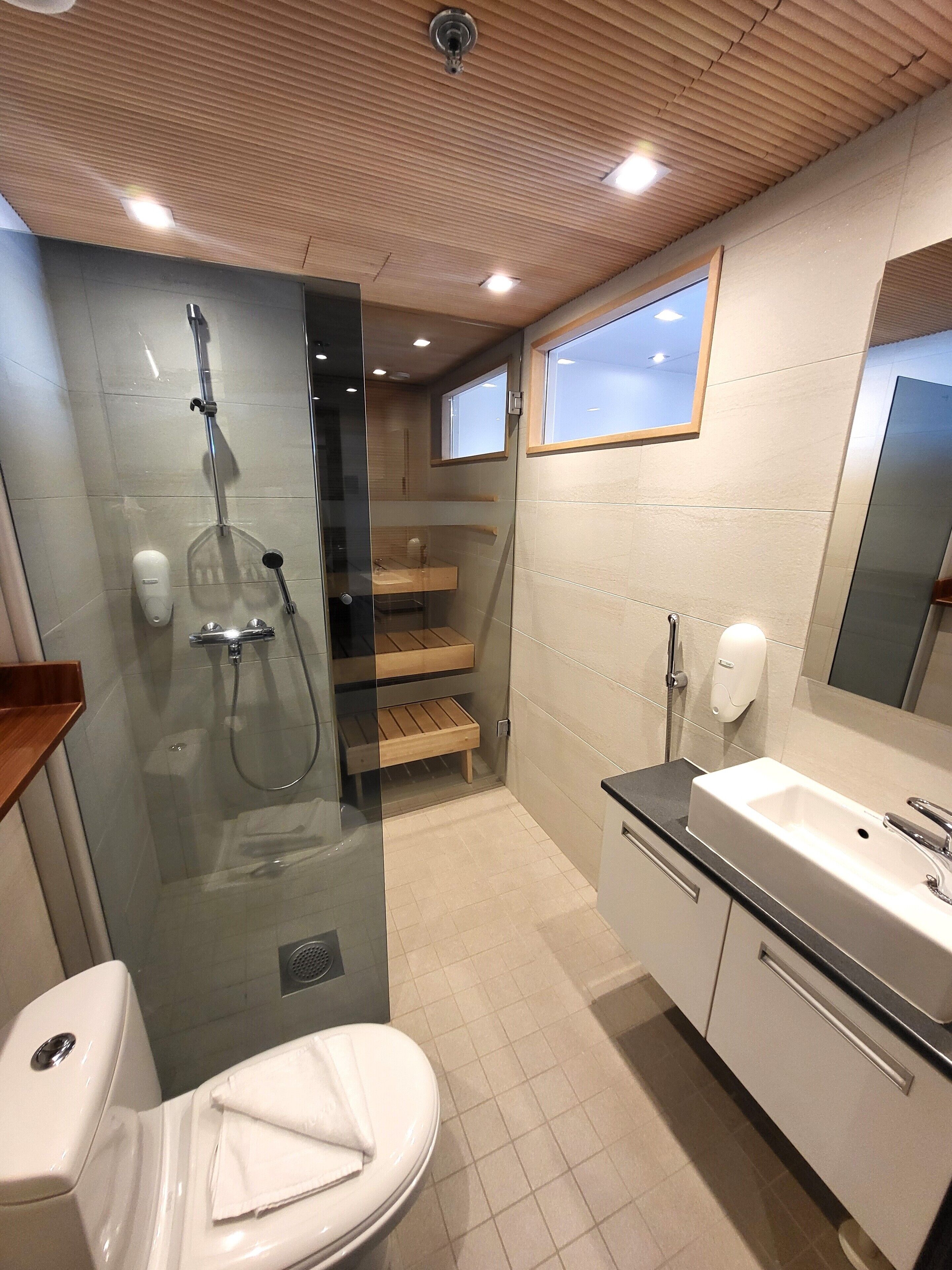 Studio A9, mountain view, 2 adults+2children | Bad | Hårføner, bidé, håndklær og såpe