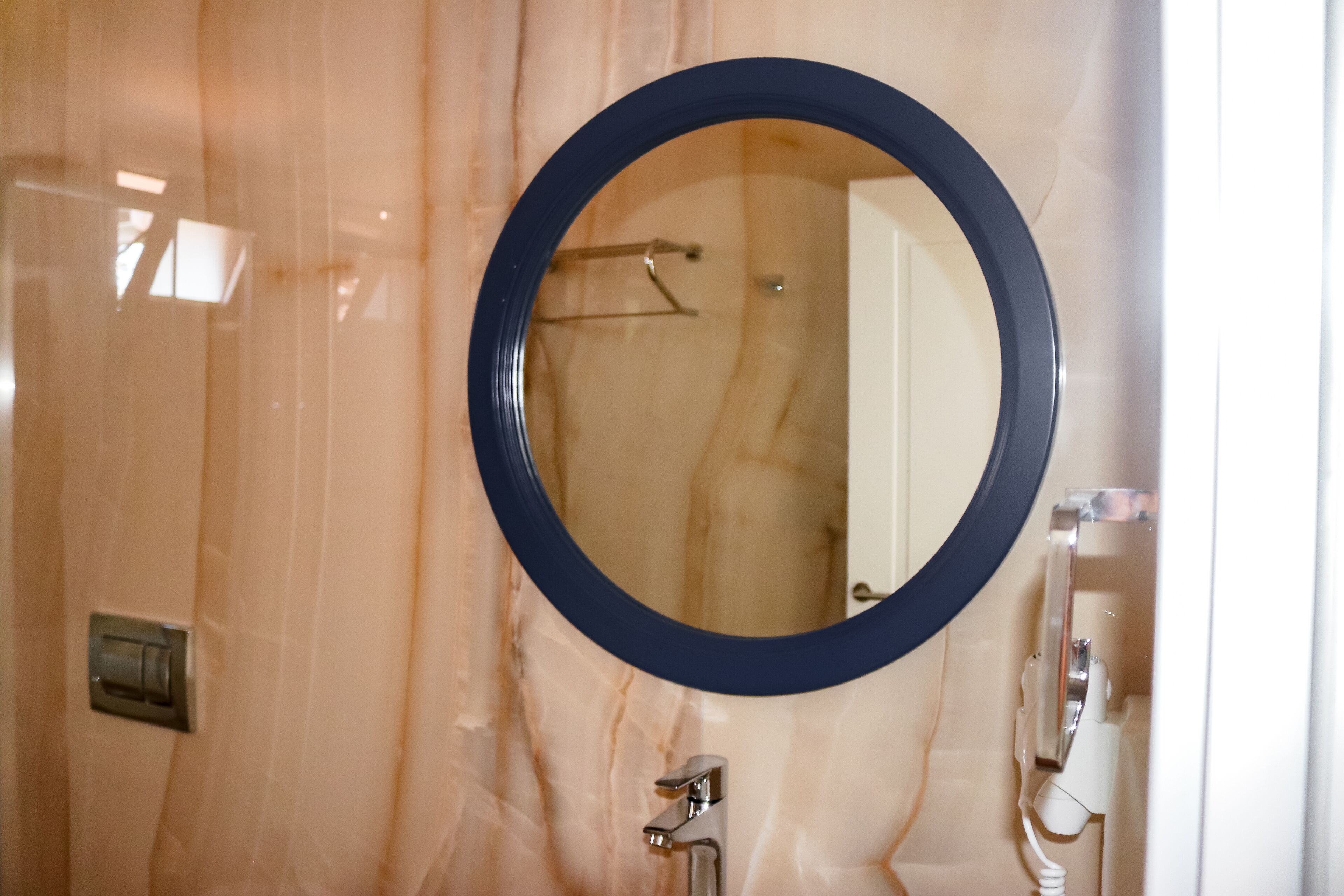 premium apartment | bathroom | shower, rainfall showerhead, hair dryer, towels