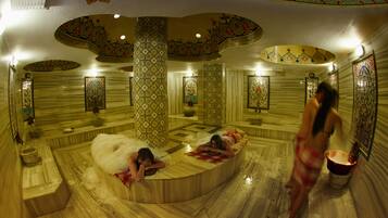 Sauna, hot tub, Turkish bath/hammam, body treatments, facials