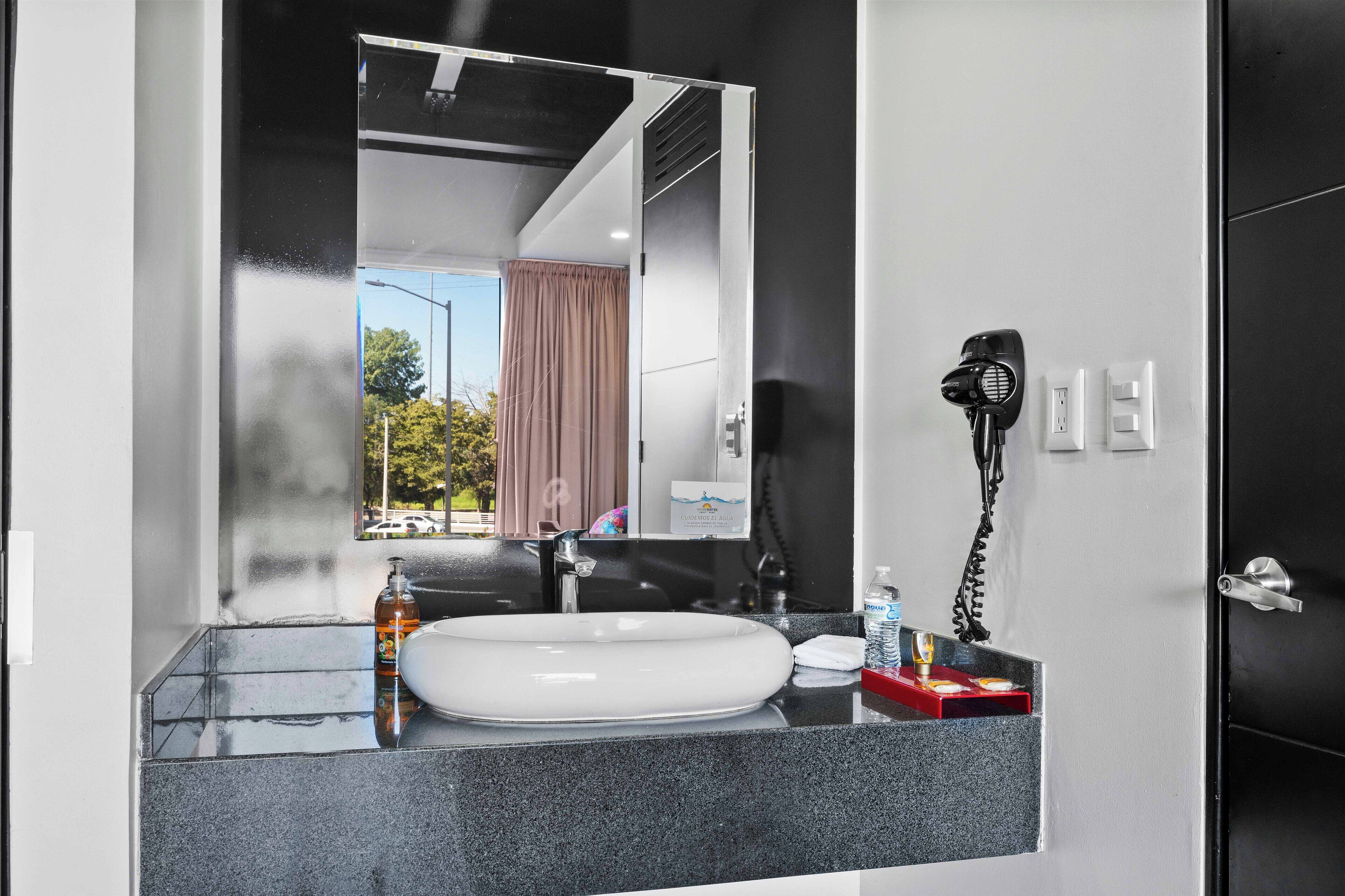 free toiletries, hair dryer, towels, soap