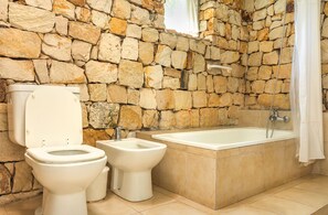 Combined shower/bathtub, free toiletries, hair dryer, towels