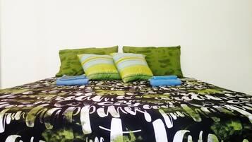 Desk, blackout curtains, free WiFi, bed sheets