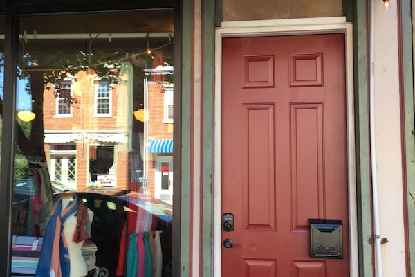 Our burgundy door welcomes you to The Newport Inn located at 634 Monmouth Street.