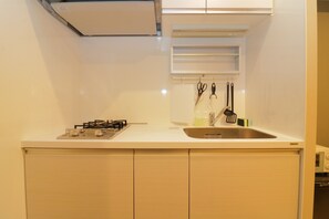 BE303 | Private kitchenette | Fridge, microwave, stovetop, electric kettle