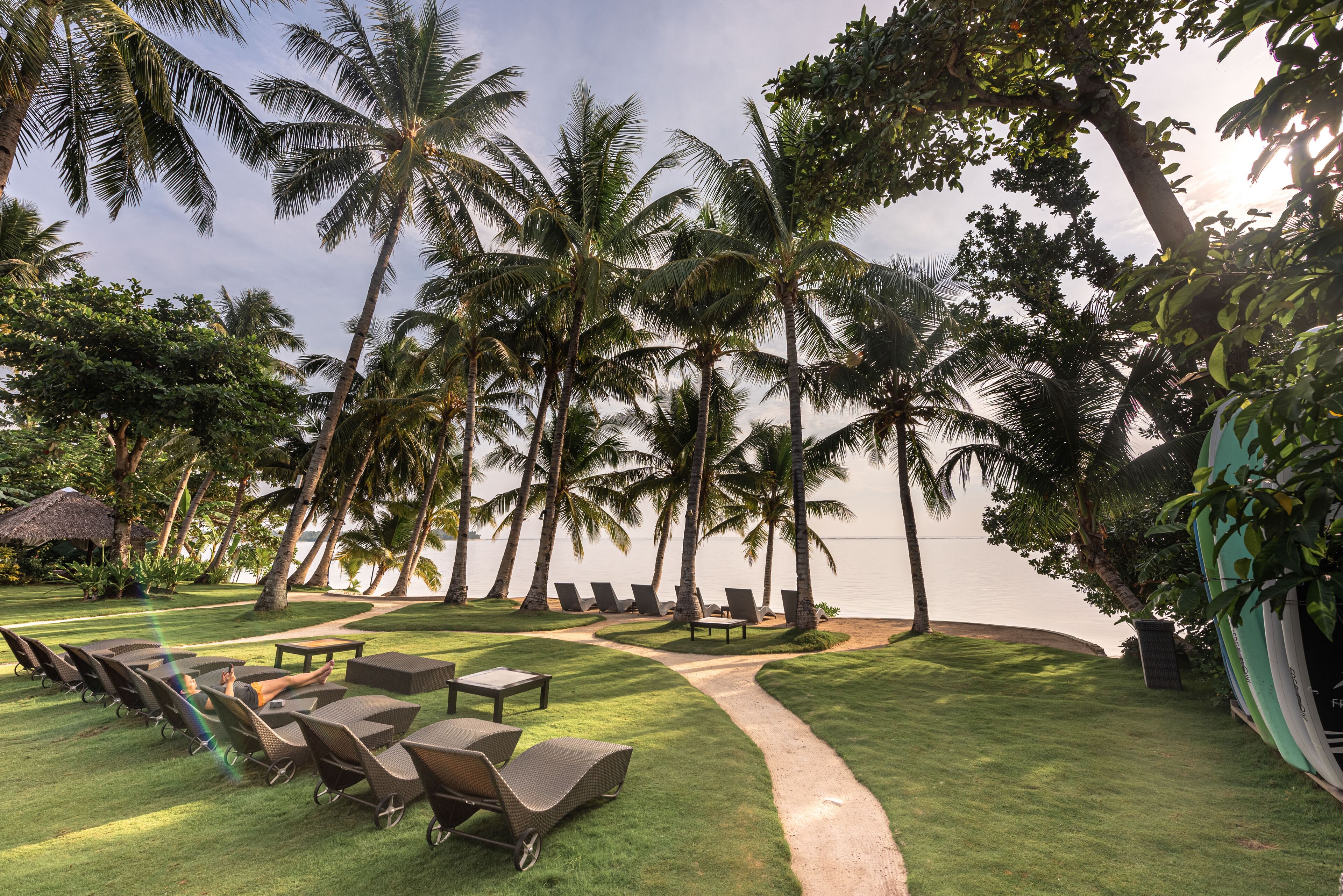 private beach, sun-loungers