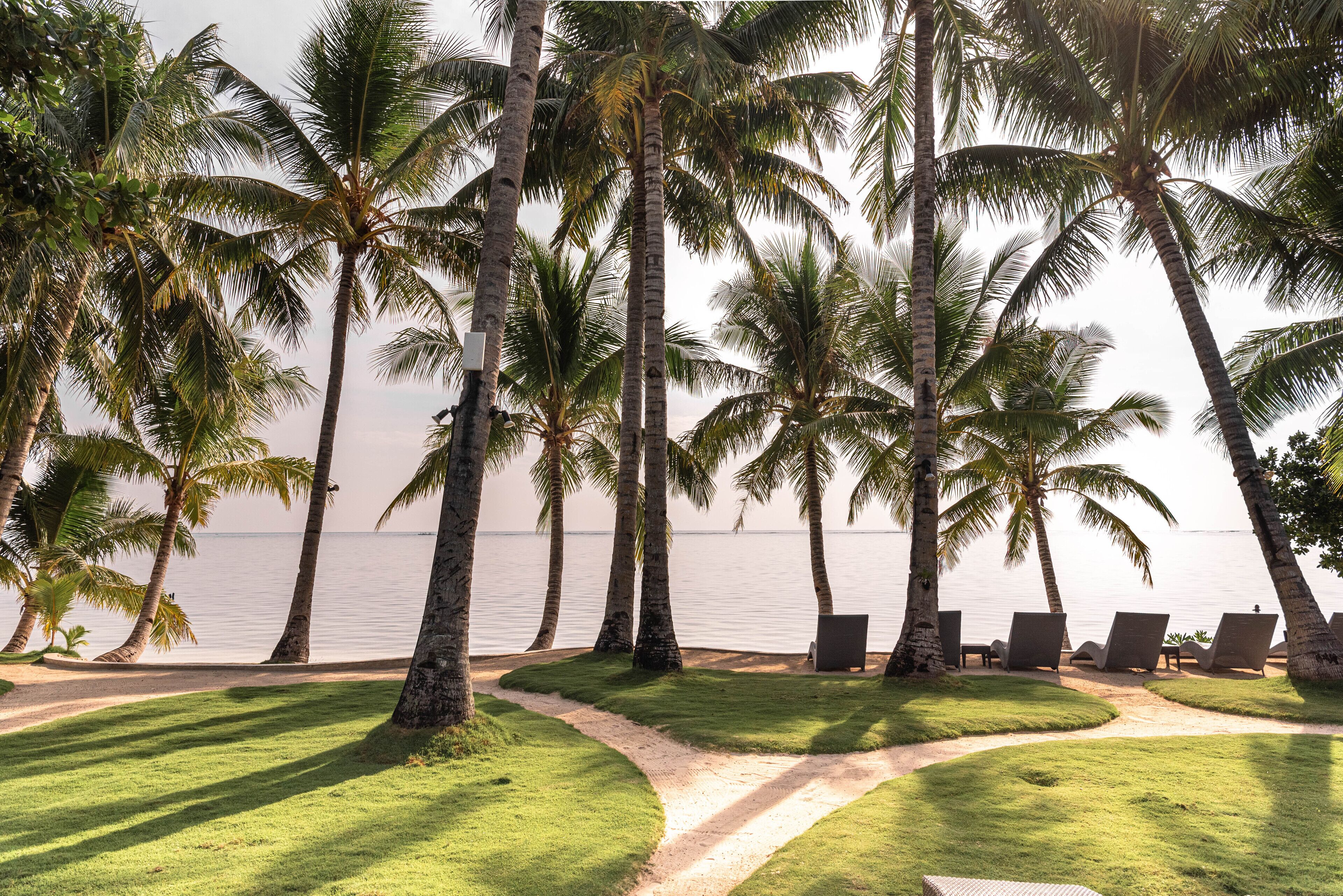 private beach, sun-loungers
