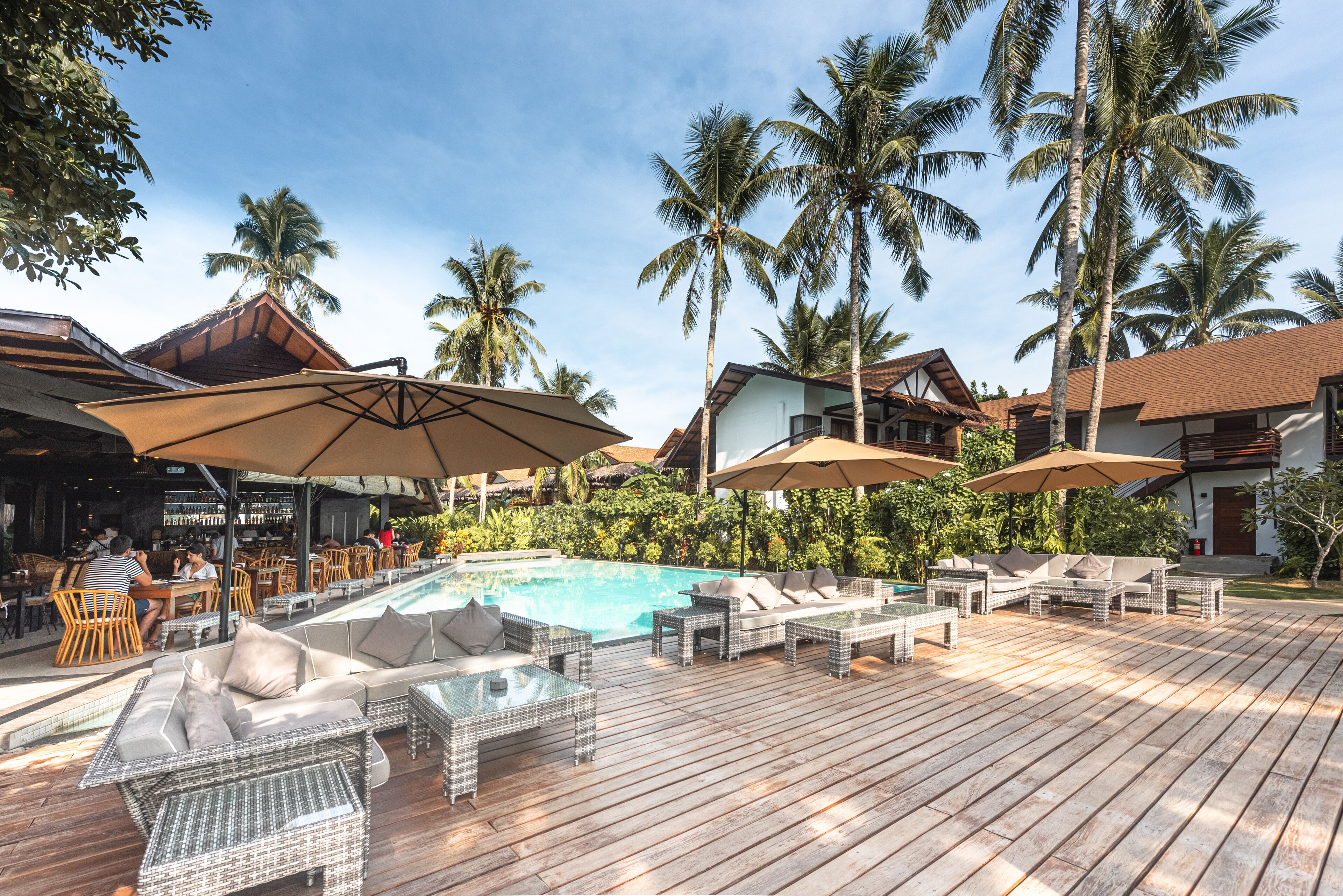 Outdoor pool, sun loungers