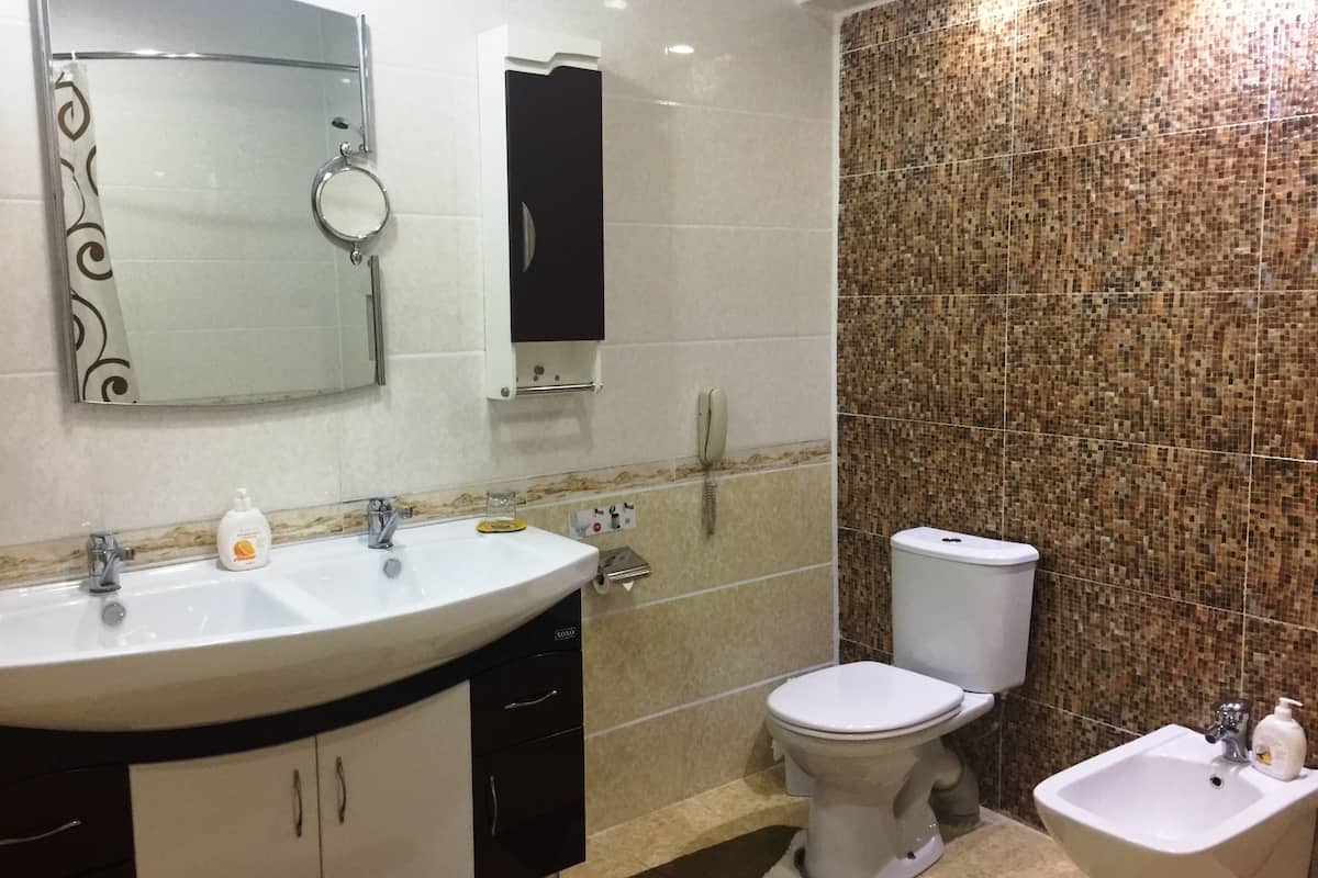family room | bathroom | free toiletries, hair dryer, slippers, towels