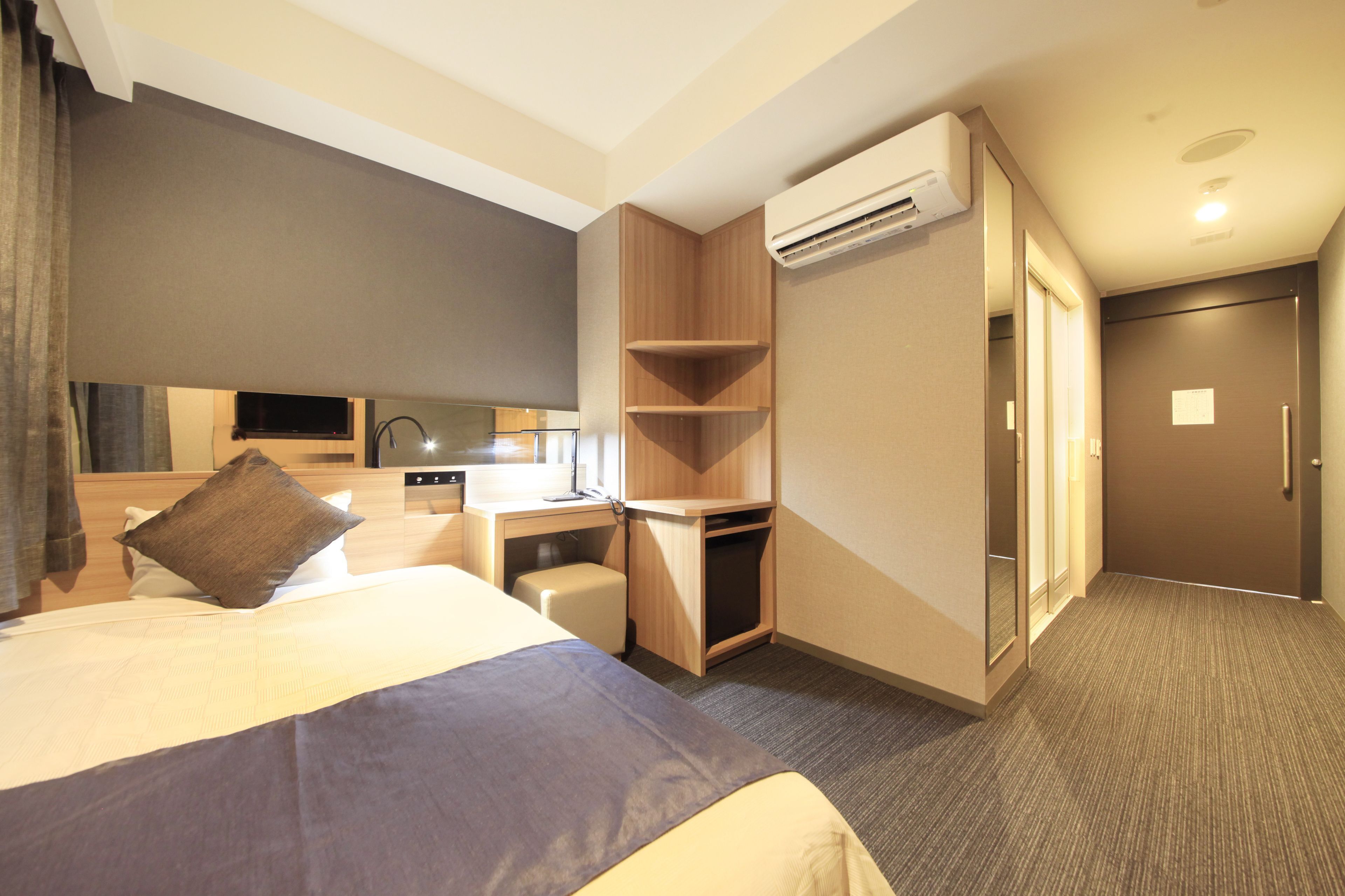 Desk, blackout curtains, soundproofing, iron/ironing board